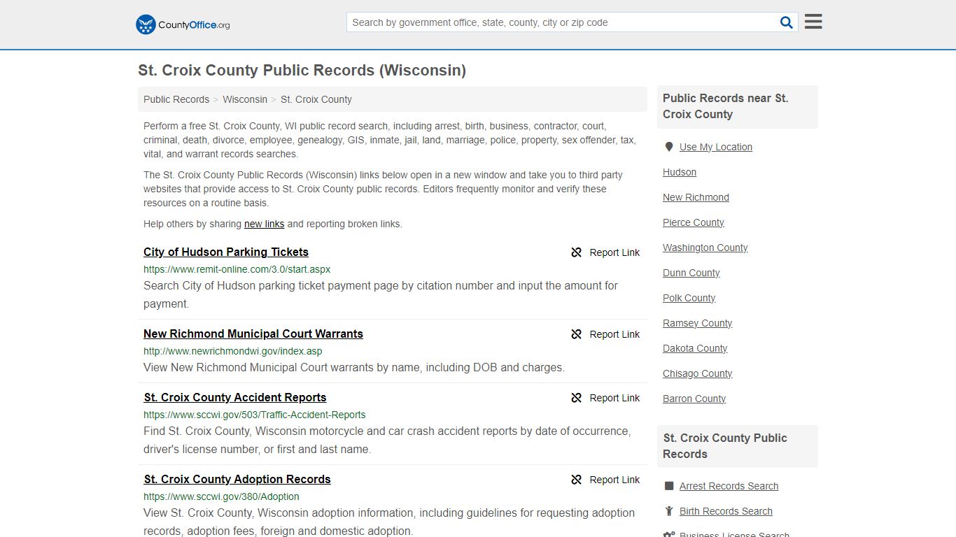 St. Croix County Public Records (Wisconsin) - County Office