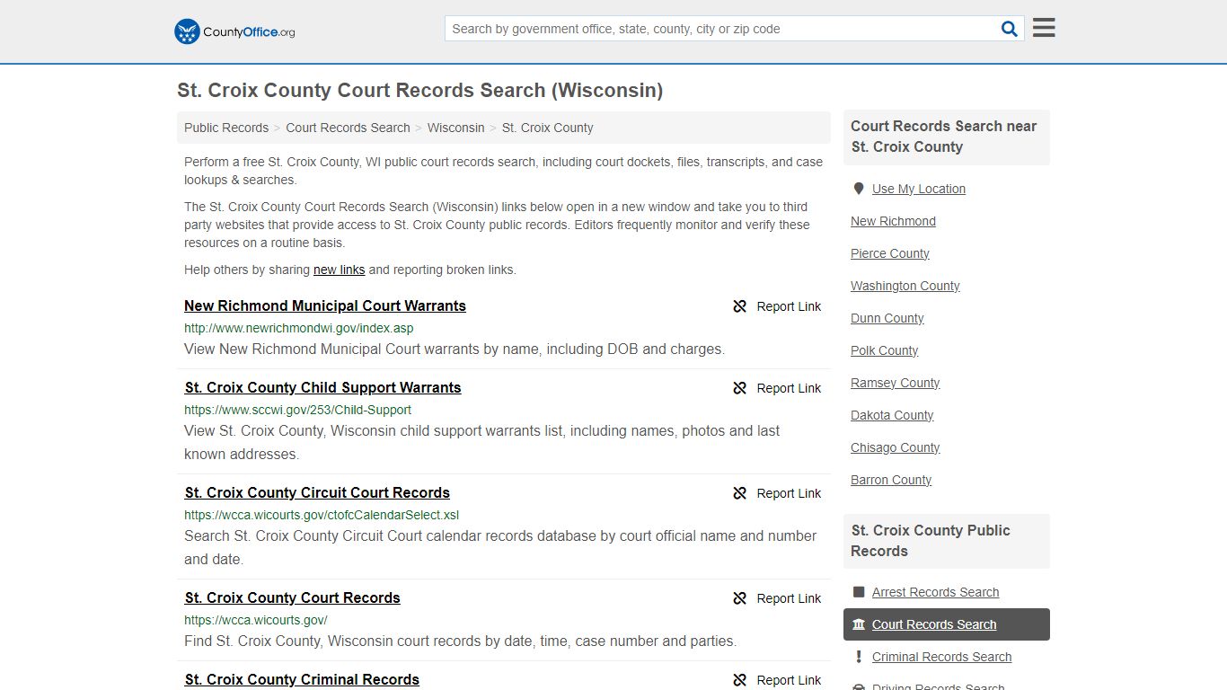 St. Croix County Court Records Search (Wisconsin) - County Office