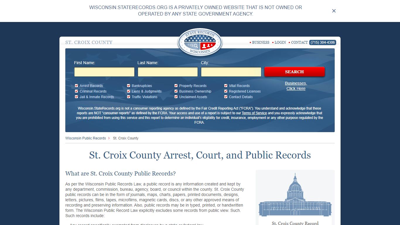 St. Croix County Arrest, Court, and Public Records